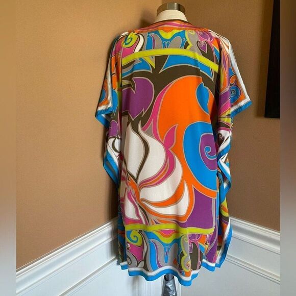 Trina Turk Theodora Silk Tunic Dress Boho Resort Psychedelic Print XS S - Picture 5 of 8